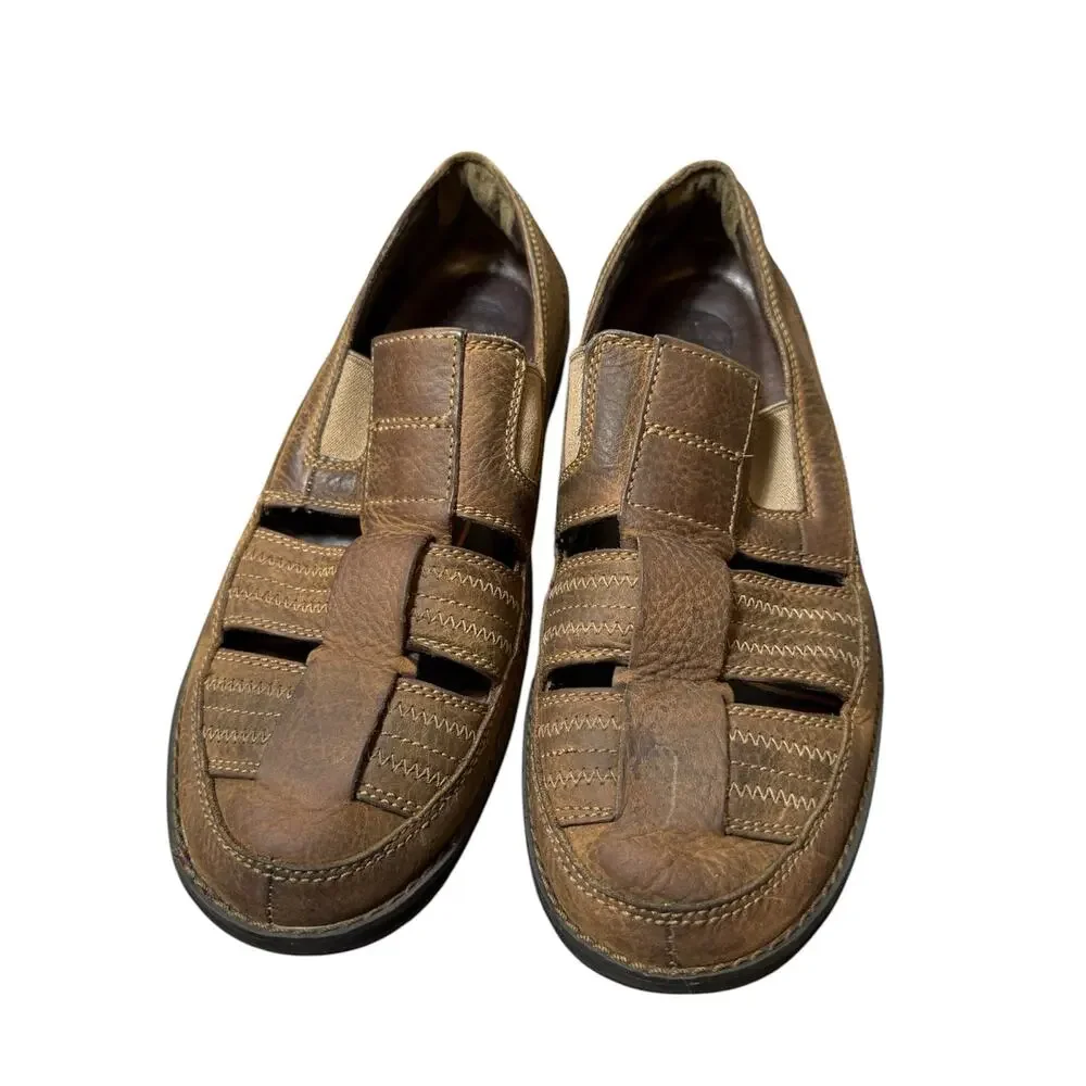 Vtg Y2K Timberland Fisherman Sandals 9 Brown Leather Gorpcore Coastal Grandpa